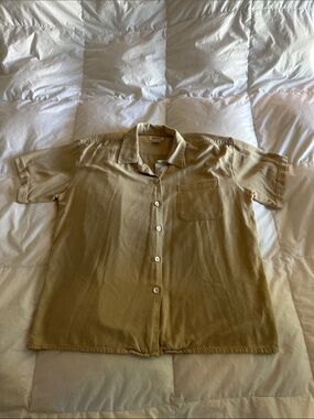 Vintage Selene Sport - Casual Short-Sleeve Button-Up Shirt - Beige